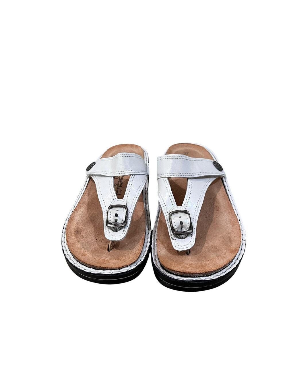Finn Comfort Alexandria Sandals Womens Size 6.5/ 37 White Leather Wedge